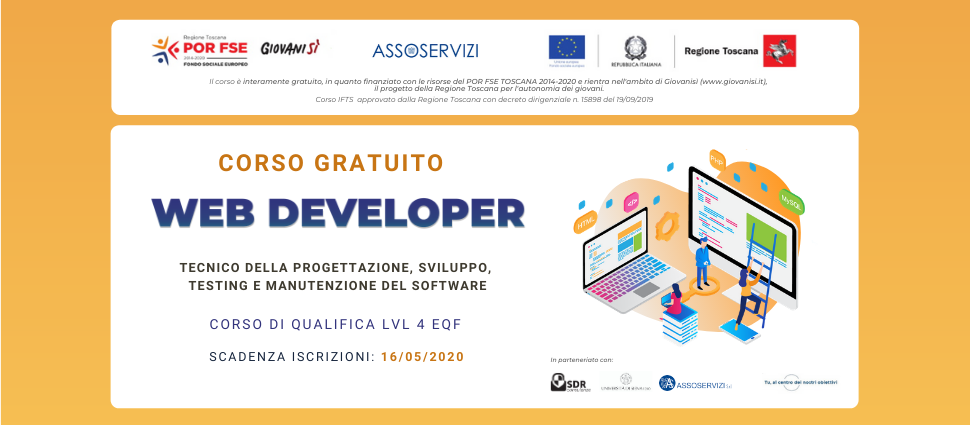 Corso gratuito per WEB DEVELOPER – Scadenza iscrizioni 16 Maggio 2020